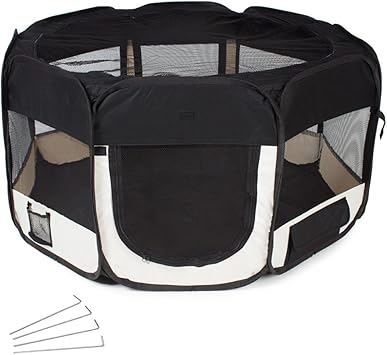 Tectake Parc A Chiots Chien Chaton Chat Enclos Pour Chiens 115 X 115 X 64 Cm Lxlxh Noir Amazon Fr Animalerie