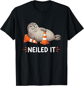 Neiled It Neil The Seal Tasmania Funny Traffic Cone Meme Art T-Shirt