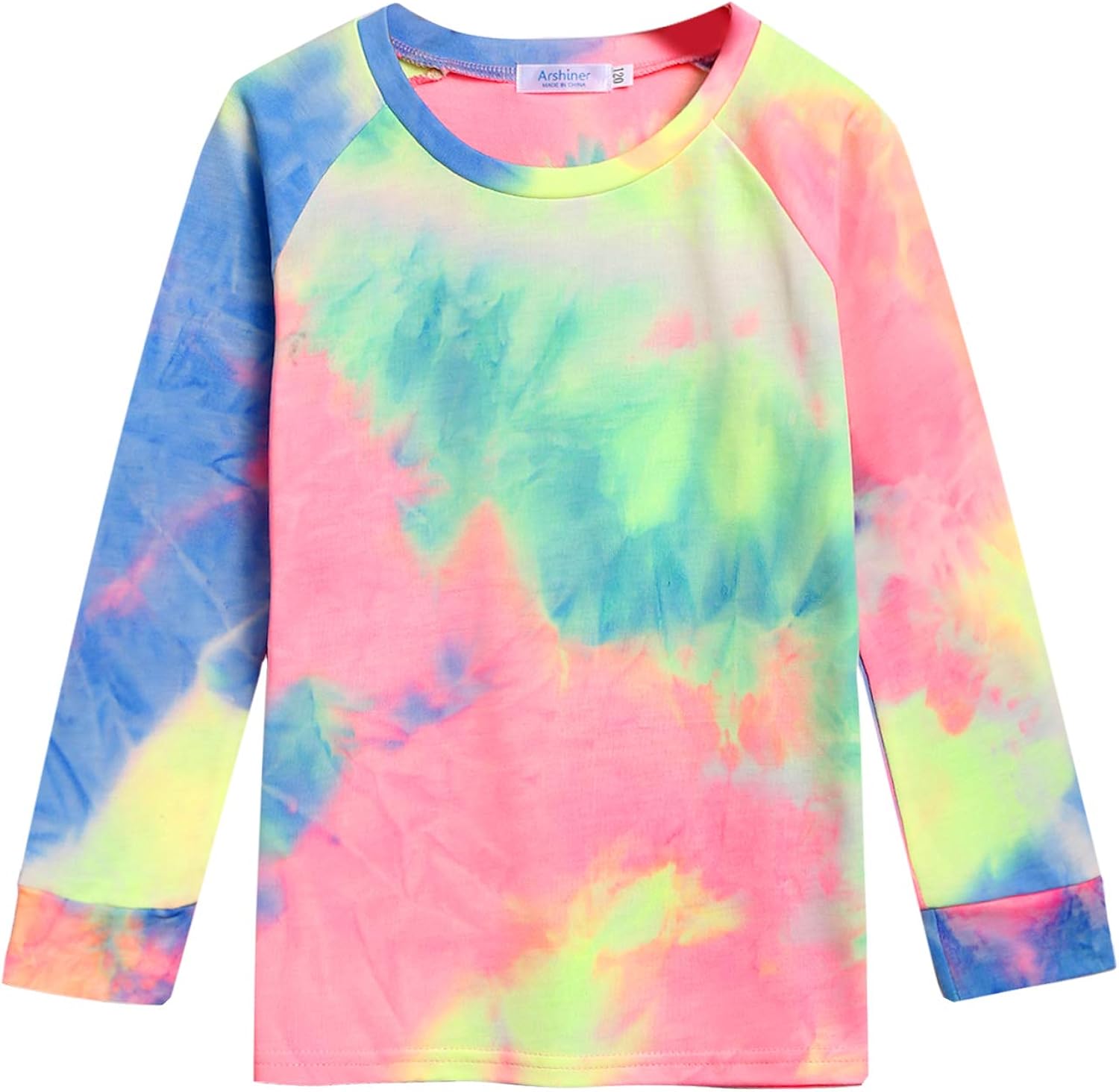 Arshiner Girls Casual Tie Dye Crewneck Long Sleeve Sweatshirt for 4-12 Years: Clothing