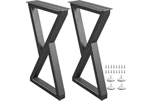 Rioychan 24 Inch Metal Table Desk Legs, Industrial Style Home DIY Project for Furniture,Nightstand,Coffee/End/Side Table Legs with Adjustable Floor Protector, Black (H24” x W14.2”, 2Pcs)