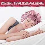 ACWOO Satin Bonnet Hair Wrap Sleep Cap with Elastic Band for Women Girls view 7
