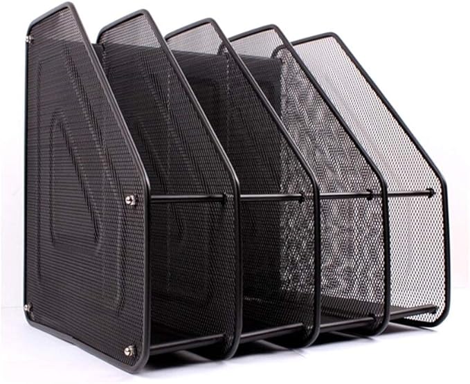 MIAOLIANG Revisteros Heavy Duty 3/4 Compartimento Black Metal Mesh