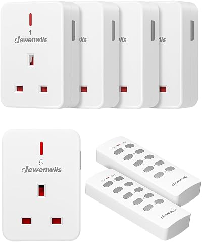 DEWENWILS Remote Control Plug Socket 13A Heavy Duty Wireless Light Switch 30m 5