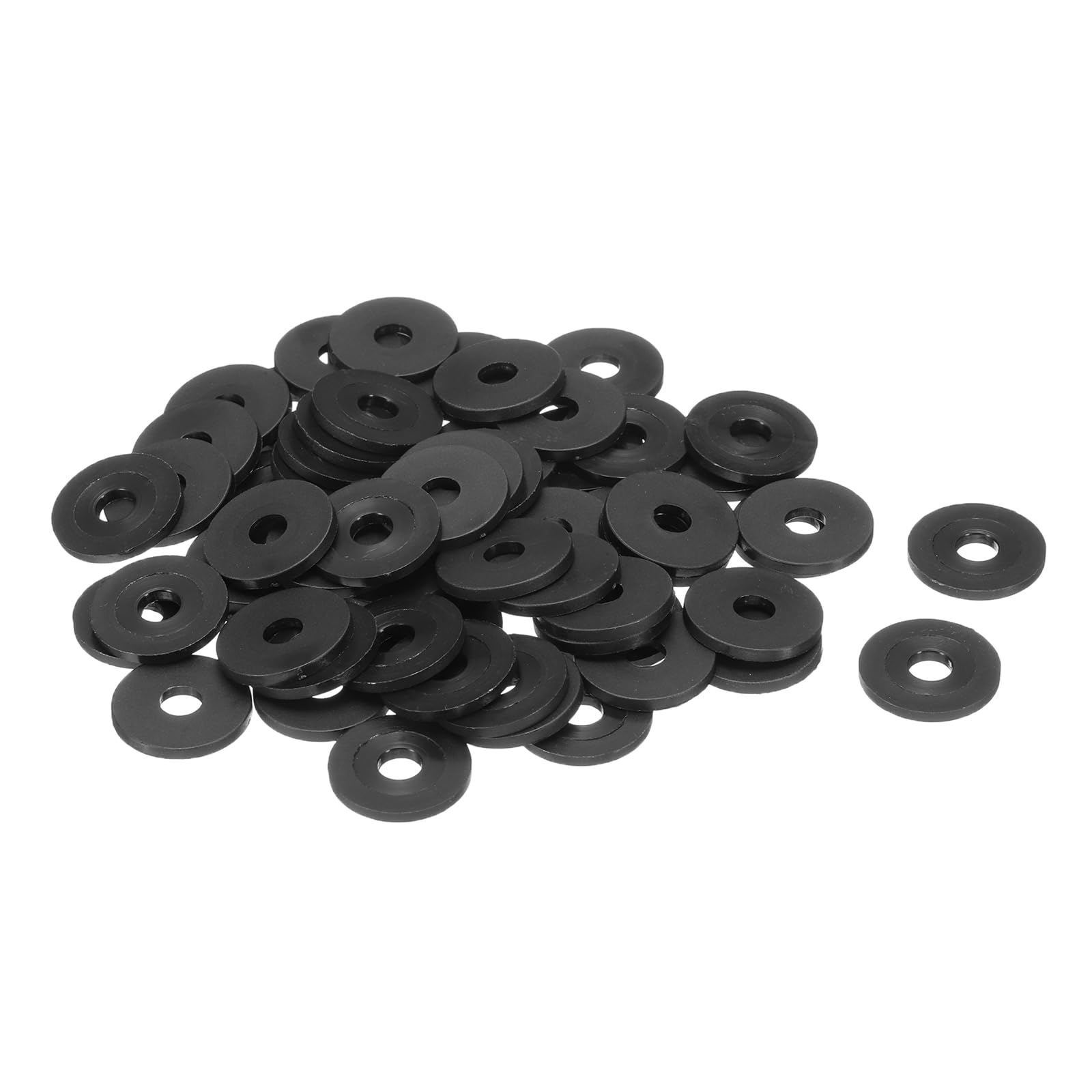 Photo 1 of uxcell 60Pcs M6 Nylon Flat Washers 6mm ID 20mm OD 2mm Thick Plain Washer Grommets Plastic Sheet Gasket Fastener Sealing Spacer Gasket Ring, Black