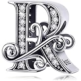 BISAER 925 Sterling Silver Initial Letter A-Z Charms for Bracelets Alphabet Beads Charm Jewelry Gifts