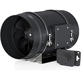 Toolazy 8 Inch Inline Duct Fan 831 CFM, EC Motor Vent Booster Exhaust Fan with 0-100% Variable Speed Controller, Ventilation Fan for Grow Tent, HVAC, Basement, Workshop, Garage, Commercial Space