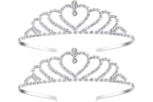 Lovely Shop Girls Heart Rhinestone Tiara Crown for Wedding Prom Birthday Prinecess Party-2pack