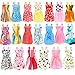JANYUN Total 135pcs - 20 Pack Clothes Party Gown Outfits for Dressing up Barbie Dolls+ 115 Pcs Dolls Accessories Doctor Tools Shoes Bags Necklace Mirror Hanger Tableware Dogs