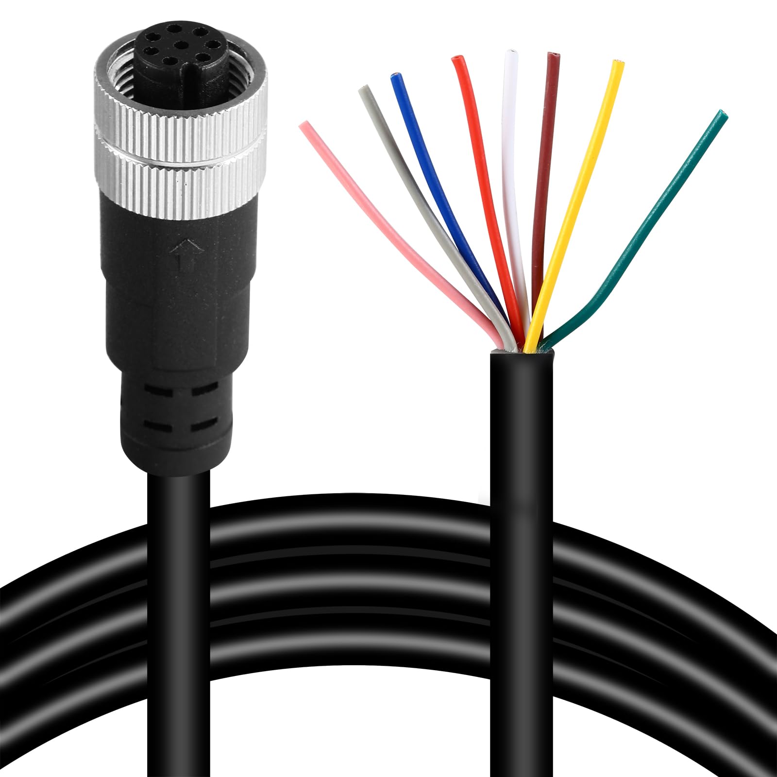 M12 8 Pins Female Connector Cable, Waterproof IP67
