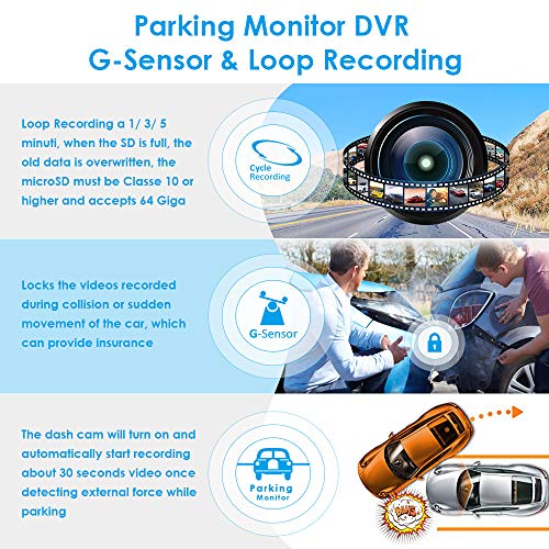 AZDOME 10" Mirror Dash Cam, Dual Lens Touch Screen,1080P HD Car Camera, Waterproof Backup Camera,Rear View Mirror Camera with Lane Departure Warning System,G-Sensor, Parking Assistance