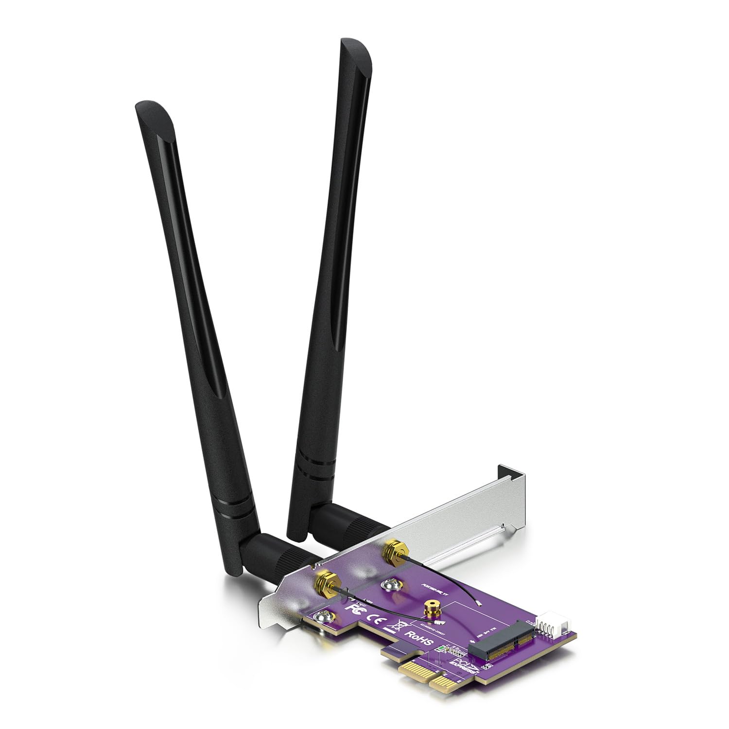Photo 1 of PCIE X1 to M.2/NGFF (A+E Key) WiFi Bluetooth Wireless Module Adapter Card with Dual-Band 2.4&5G 2X 5dBi Antenna