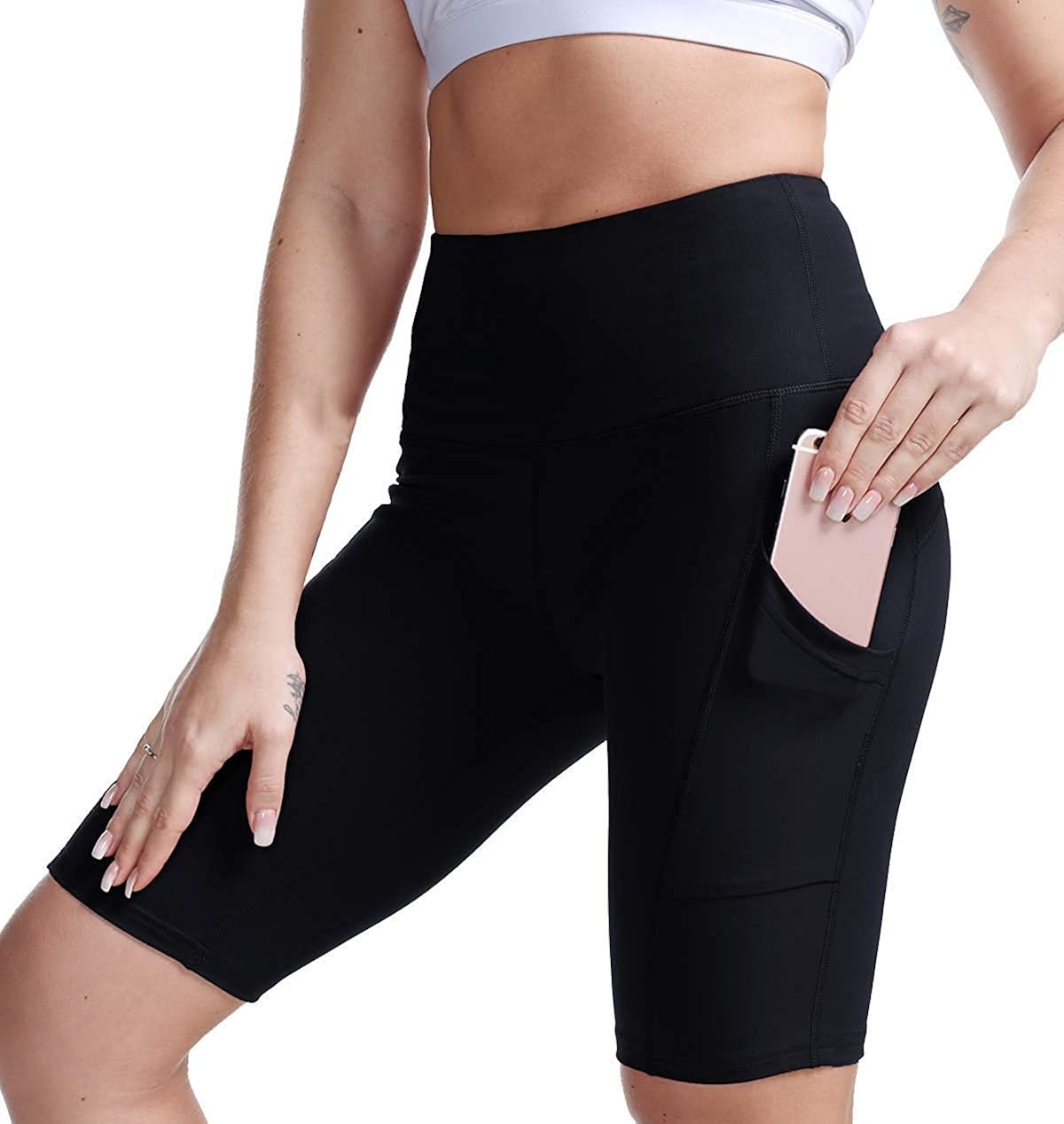 high waisted workout bike shorts