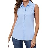 TOLOVIC Wrinkle Free Womens Sleeveless Button Down Shirts for Women Stretch Business Office Formal Work Blouses Tops
