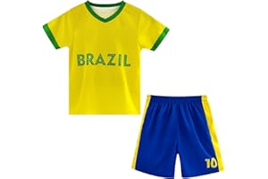 Anclecy Kids' Argentina Portugal National Team Soccer Jersey Set Number 10 7, Youth Football Shirt Shorts for Training Match