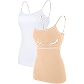 ATTRACO Women's Cotton Camisole Shelf Bra Spaghetti Straps Tank Top