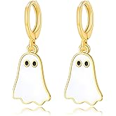 coadipress Halloween Ghost Earrings for Women Cute Funny Spooky Ghost Huggie Hoop Earrings Colorful Enamel Ghost Hoop Earrings Halloween Holiday Party Accessories Fashion Jewelry