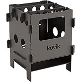 Kuvik Compact Titanium Wood Stove - Ultralight and Compact Stove | Packs Flat, Easy Setup, Ultralight Titanium, High Strength, Corrosion Resistant, Burns Natural Fuels, Carrying Case Included