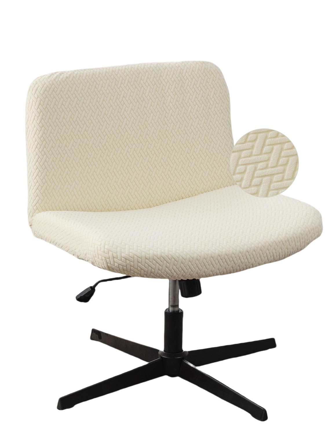 Photo 1 of LavishCover Armless Chair Cover Office Desk Chair Cover, Waterproof and Elastic Criss Cross Chair Cover, Exquisite Vanity Chair Cover, Mid Back Wide Seat Accent Chair Covers(Cream,T-Type)