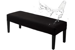 Genina Stretch Dining Bench Covers, Waterproof Stretch Jacquard Bench Seat Protector Cover, Rectangular Bench Cover for bedrooms, Living Rooms, Kitchens, Removable, Washable