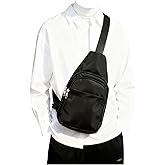 SEAFEW Large Black Sling Crossbody Bag for Men Women, Shoulder Daypack Anti-Theft Cross Body Motorcycle Chest Bags, One Strap Fanny Back Pack for Casual Travel Hiking Sport Gym