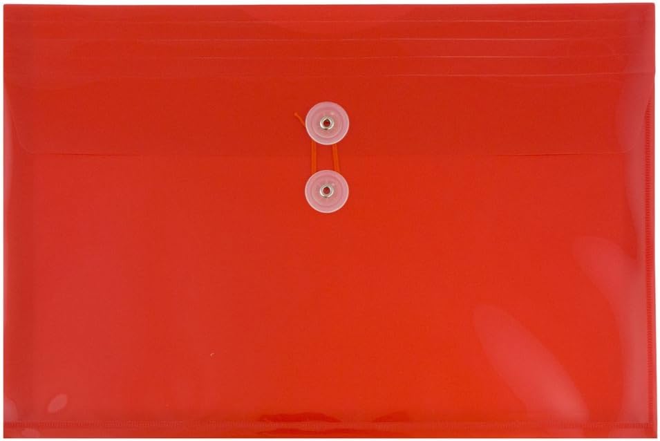 JAM PAPER Plastic Document Wallets with Button & String Tie Closure, Large Booklet Envelope, 247.6 x 31.8 x 368.3 mm - Image 5