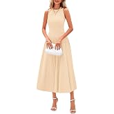 PRETTYGARDEN Women's Summer Pleated Midi Work Dress | Sleeveless A Line Knit Business Dresses, Spring Semi Formal Long Dress for Wedding Guest, Cocktail Party, Teacher Outfits
