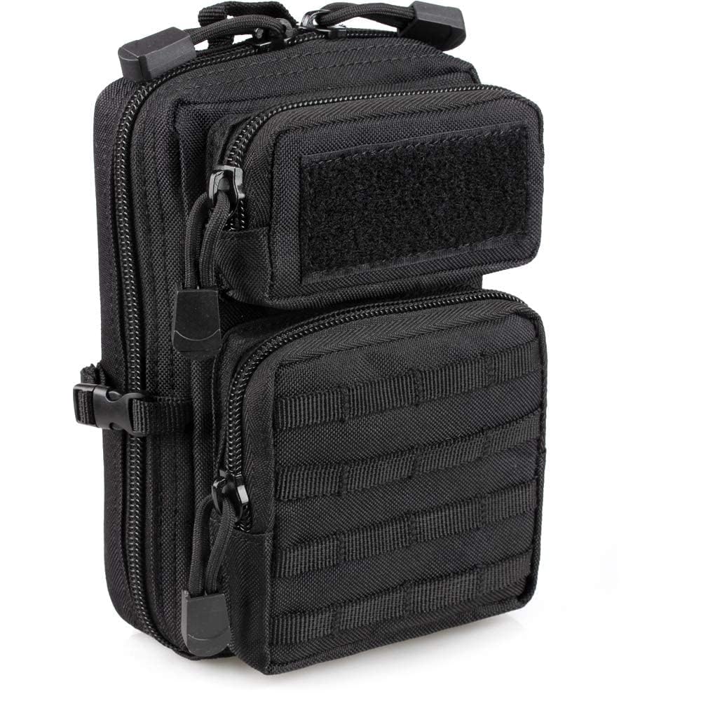 Tactical Molle Utility Bag, EDC Tool Bags, Tactical Mobile Phone Bag, Mini Waist Bag, Medical EDC IFAK Bag, Mini 3 Day Attack Backpack Designs (Black)