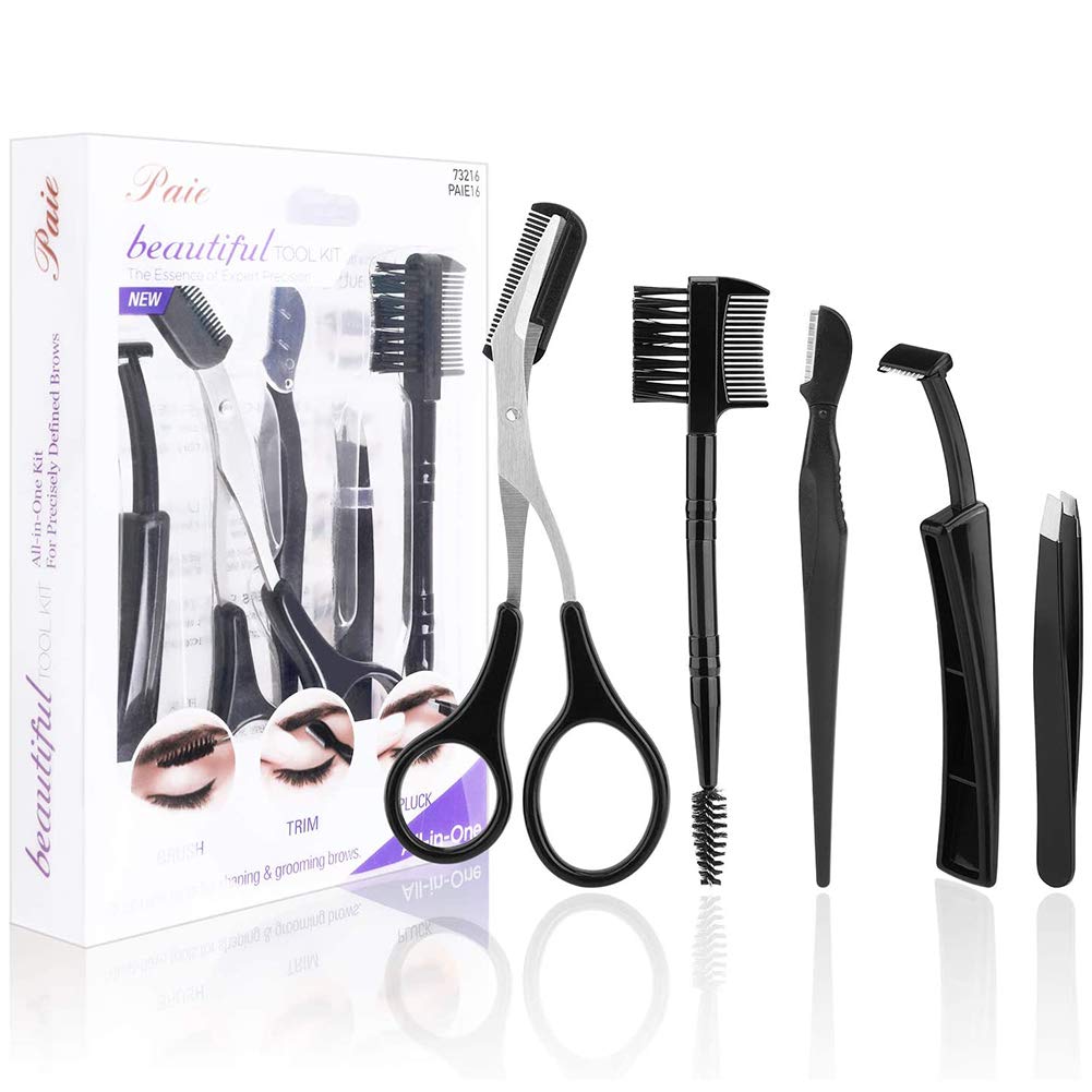 Eyebrow Shaping Tool Set, Professional Eyebrow Grooming Kit, Including Eyebrow Shaving, Eyebrow Comb, Eyebrow Trimmer, Eyebrow Clip, Eyebrow Comb Scissors for Women and Men