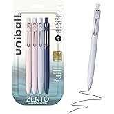 uniball&trade; Zento Gel Pens, Black Ink, 0.7mm Medium Point, 4 Count | Retractable, Smooth Writing, Quick-Drying, No Smear, No Bleed, Muted Barrel Colors