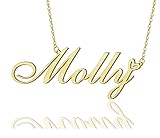 AOLO Molly Heart Name Necklace 18k Gold Plated