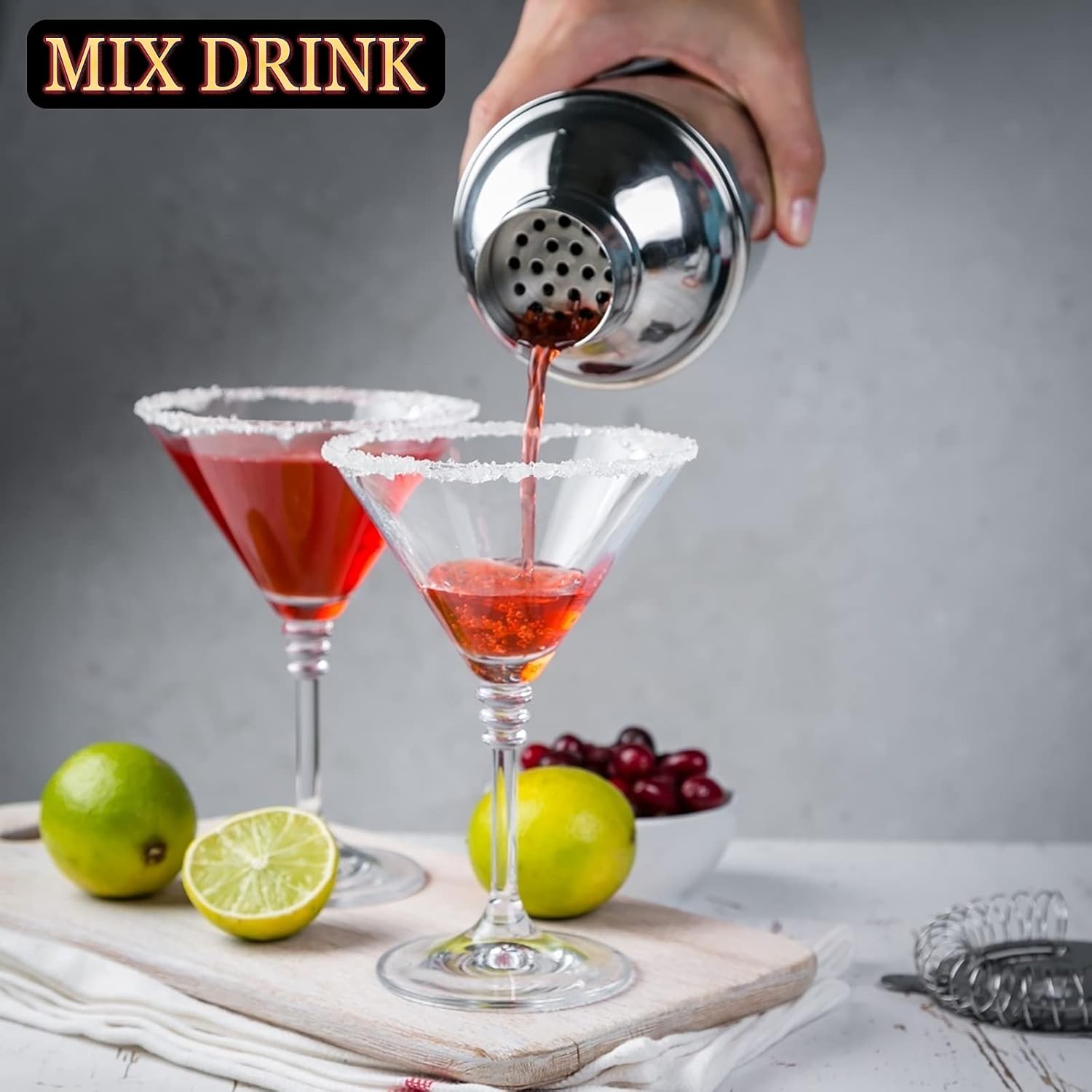 Bar Set Cocktail Shaker Set - 16 Piece Bartender Kit with Bamboo Stand Premium Stainless Steel Bartendering Tool for Home, Bars, Traveling, Outdoor Parties (Silver): Kitchen & Dining