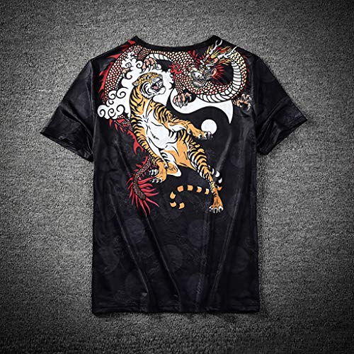 Chinese Men's Summer Fashion Short Sleeve Loose Comfortable T-Shirt Tops Yellow