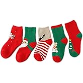 YXBQueen Unisex Kids Fuzzy Christmas Socks for Baby Girls & Boys - Cotton Warm Socks