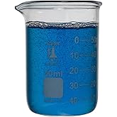 50ml Beaker, Low Form Griffin, Borosilicate 3.3 Glass, Double Scale, Graduated, Karter Scientific 213D31 (Single)