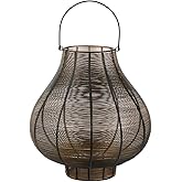 47th & Main Hurricane Lantern Metal Candle Holder, Large, Black/Gold