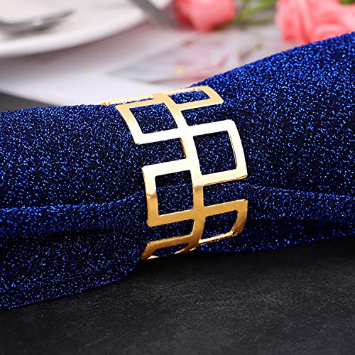 LogHog Napkin Rings Set of 12 -Golden Napkins Holder Rings,Ideal Table Decoration fo Wedding Banquet Daily Dinner Party Decor Favor(Hollow-Out Style 2)