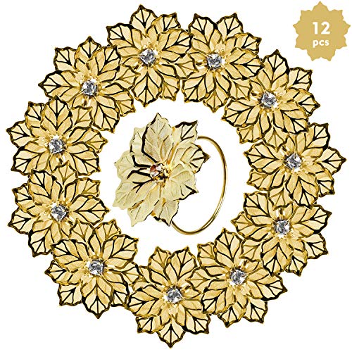 wonlex Hollow Out Flower Napkin Ring for Wedding Reception Banquet Birthday, Dinner Party, Table Decor
