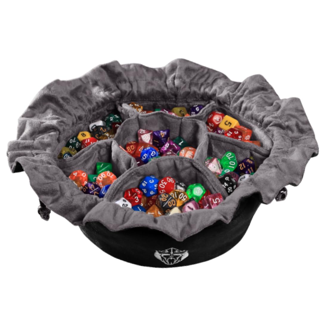 CardKingPro Immense Dice Bags with Pockets - Black - Capacity 150+ Dice - Great Organizer for Hoarders & Collectors [Patented Design]