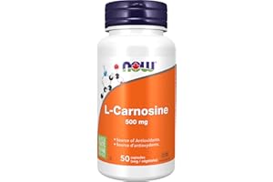 NOW Supplements, L-Carnosine (Beta-Alanyl-L-Histidine) 500 mg, Healthy Aging, 50 Veg Capsules