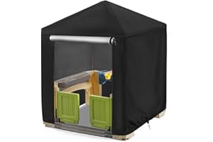 Andacar Outdoor Playhouse Cover for Step2 Playhouse,Waterproof Kids Play House Cover Dustproof Play Houses Covers for Kids Outside Black-49"Lx49"Wx58"H