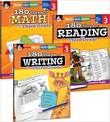 amazon com 180 days of practice for third grade set of 3 3rd grade workbooks for kids ages 7 9 includes 180 days of reading 180 days of writing 180 days of math 9781493825929