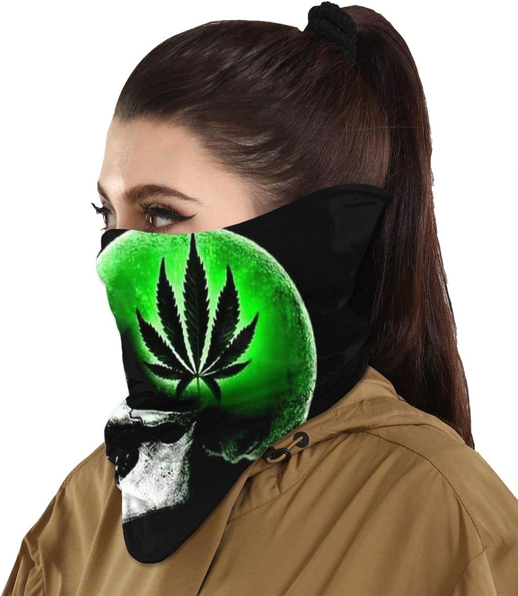 Sun Protection Bandanas Green Marijuana Leaf Weed Smoking