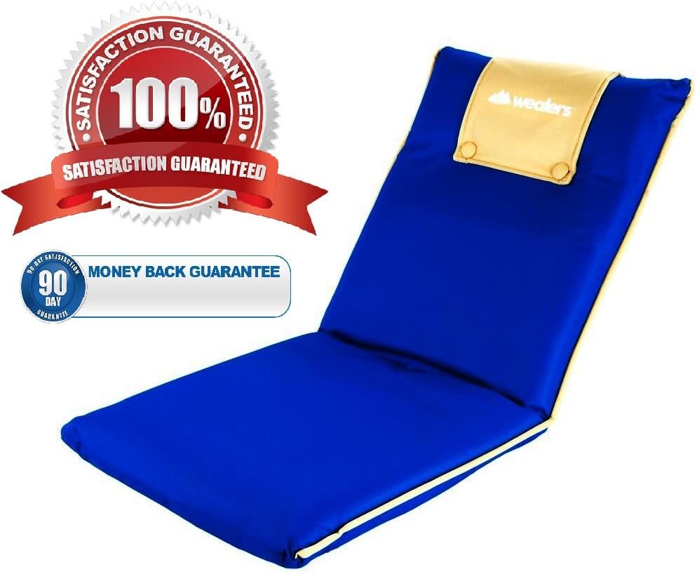 Wealers Portable Foldable Padded Comfortable Recliner Seat, for Camping or a Beach Chair, with 5 Reclining Positions, 100% Water Proof,