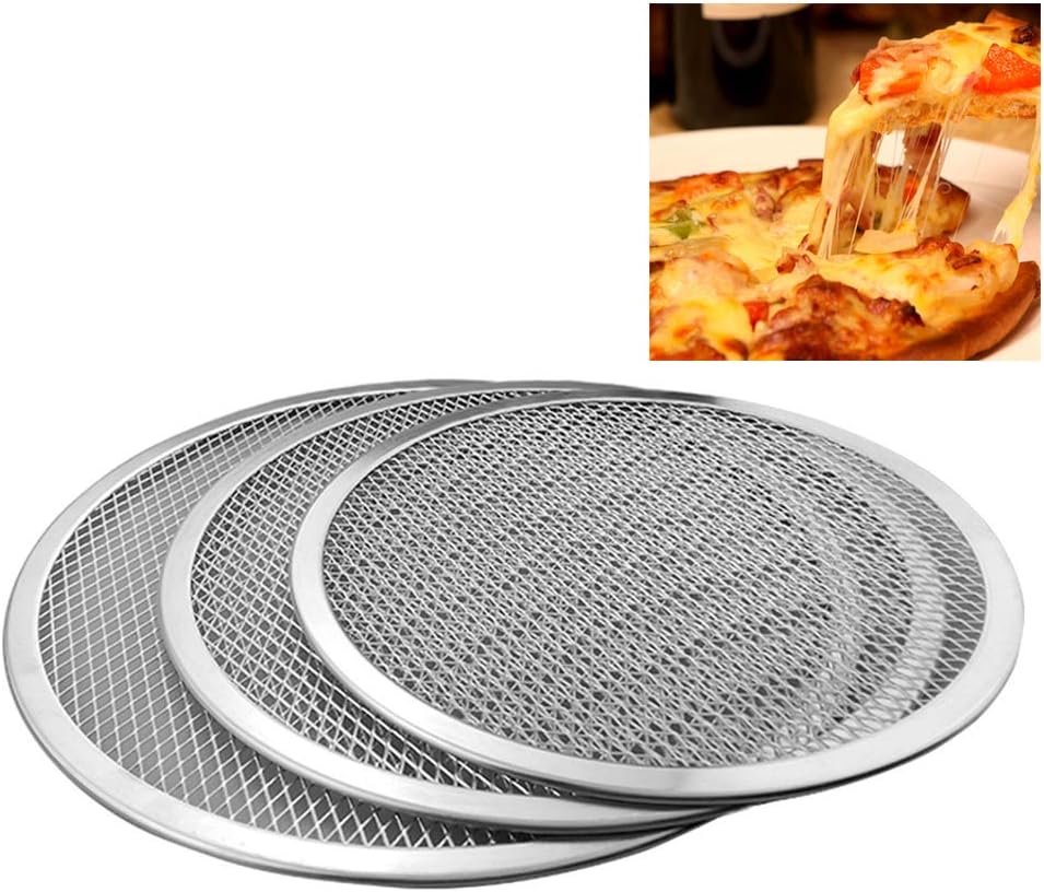 Pizza Tray, Aluminum Thicken Non-stick Net Round Pizza Mesh Pan Baking Tray Kitchen Tool 9 inch