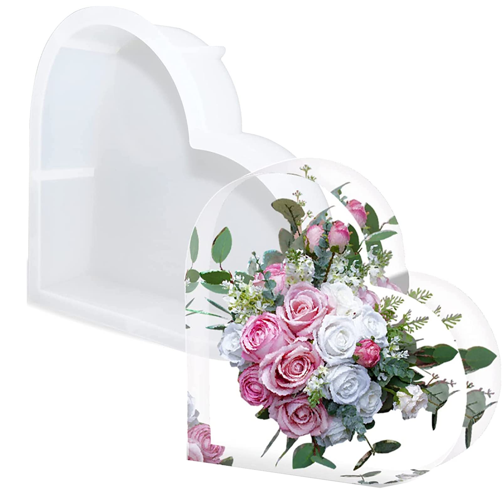 DDSHUN Resin Moulds Silicone Moulds Frame Epoxy Resin Photo Stand Craft Clear Crystal Bookshelf Resins Mould For Casting Beginners Art Making Desktop Decorations DIY Picture Frame (Heart)