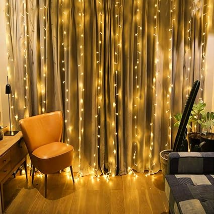 Amazon Com Qunlight Star 304 Led 9 8ftx9 8ft 30v 8 Modes With Memory Window Curtain String Lights Wedding Party Home Garden Bedroom Outdoor Indoor Wall Decorations Warm White Garden Outdoor