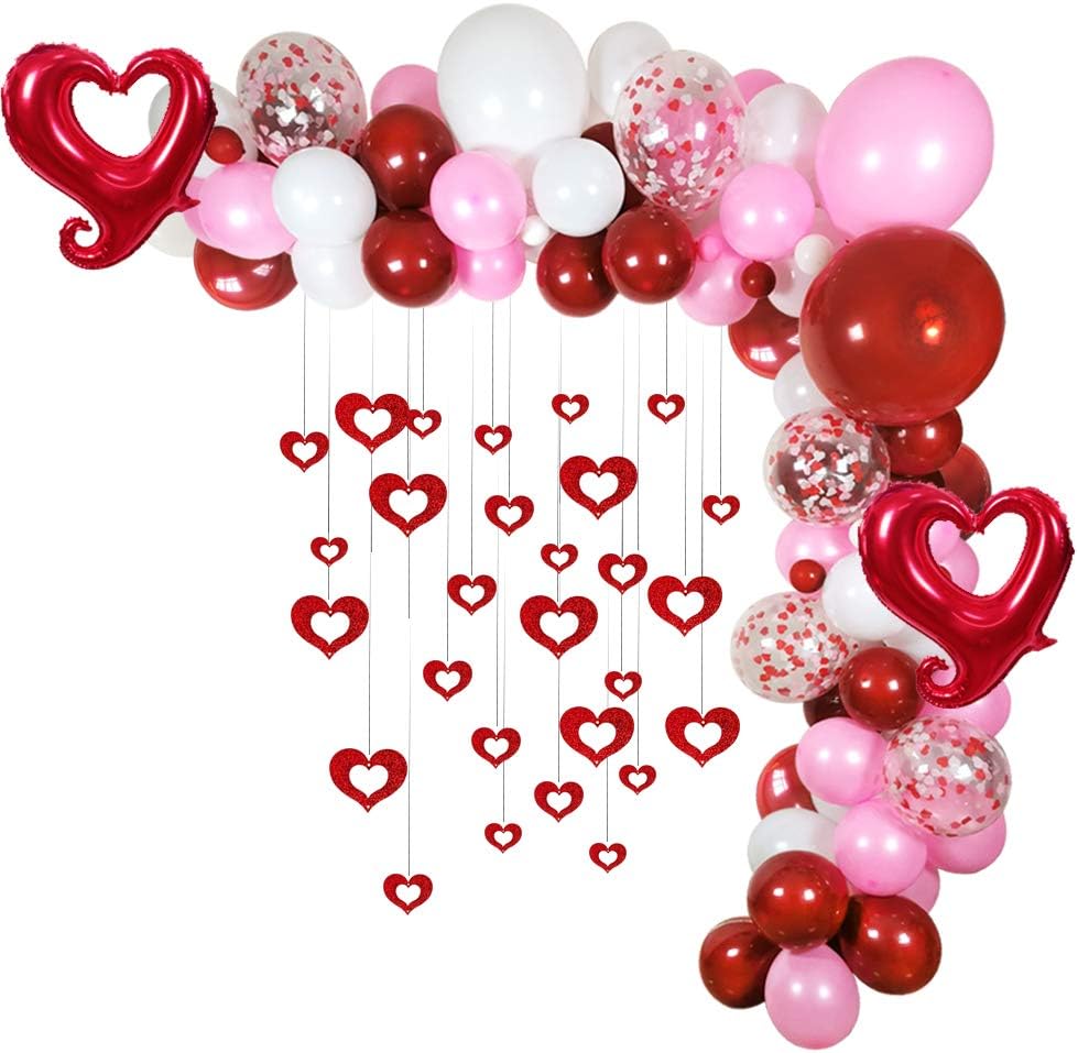 100PCS Valentines Day Red White Pink Balloons Garland Arch