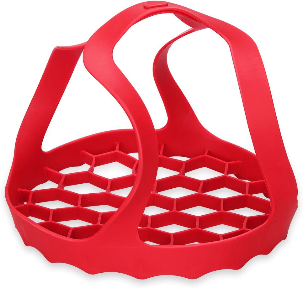 HONOVI Pressure Cooker Sling, Egg Steamer Rack, Bakeware Sling for Instant Pot 6 Qt / 8Qt, Multi-function Cooker Accessories Set, BPA-Free Silicone, RED