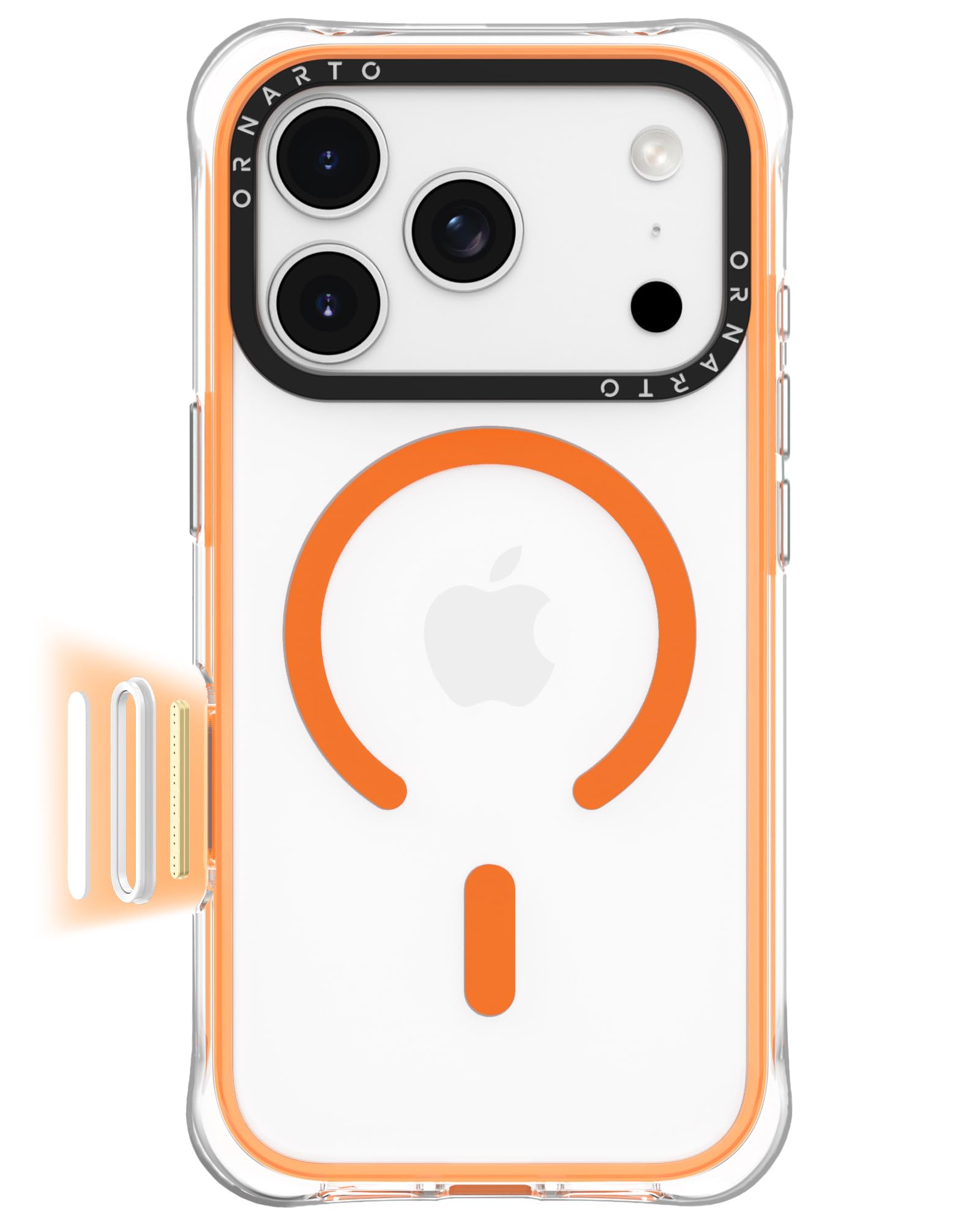Photo 1 of ORNARTO Air Case for iPhone 17 Pro Max Clear | Military-Grade Drop Protection | Camera Control Button | Compatible with MagSafe | Built-in Air Phone Cover - Orange