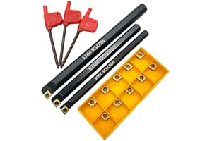 GBJ S08K/S10K/ S12M-SCLCR06 3pcs +10pcs CCMT060204 Carbide Inserts with 95 Degree Internal Turning Boring Bar with 10pcs CCMT2(1.5) 1 Carbide Inserts for Machining Steel Parts and Stainless Steel